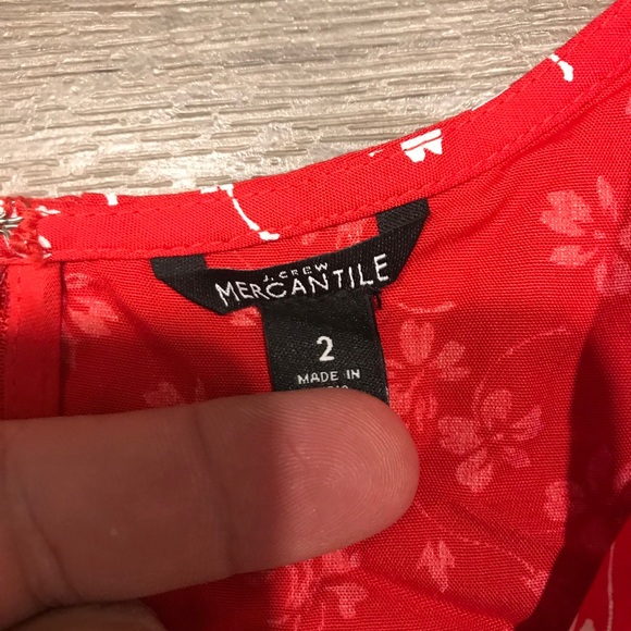 J. CREW FACTORY | Red Floral Faux Wrap Dress 2 - Picture 9 of 10